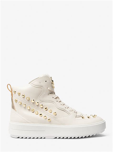 michael michael kors emmett studded stripe leather high-top sneaker|Emmett Studded Stripe Leather High.